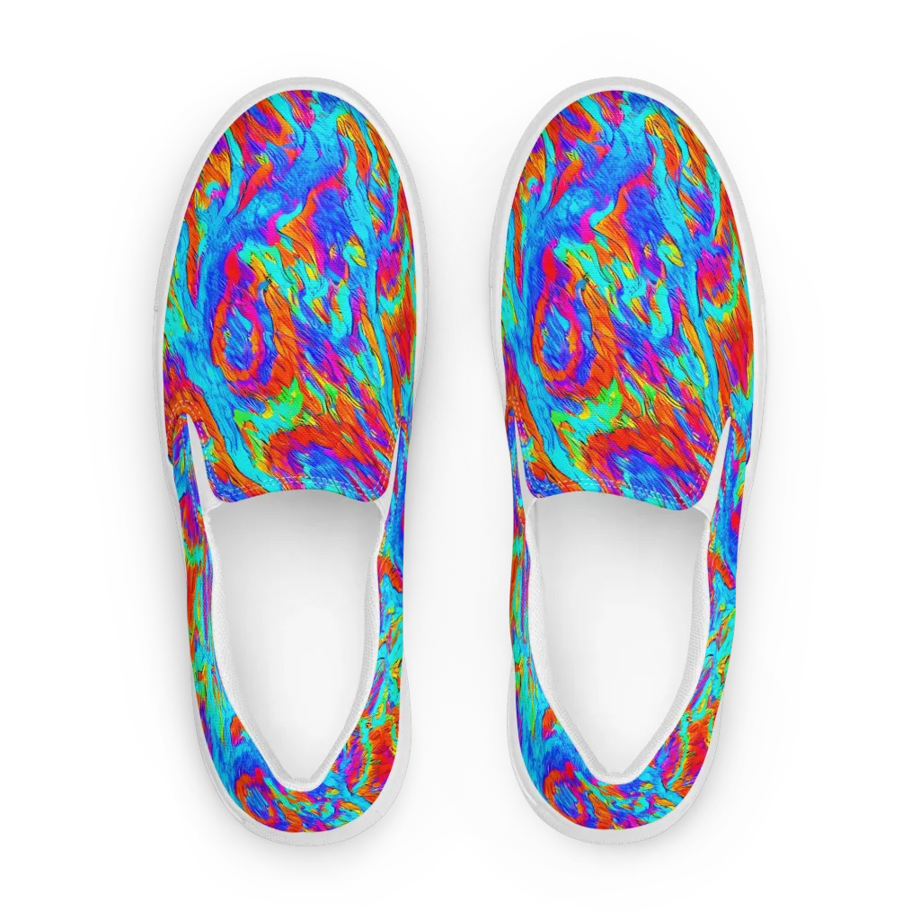 Caribbean Static on Men's Slip-On Canvas Shoes — Front