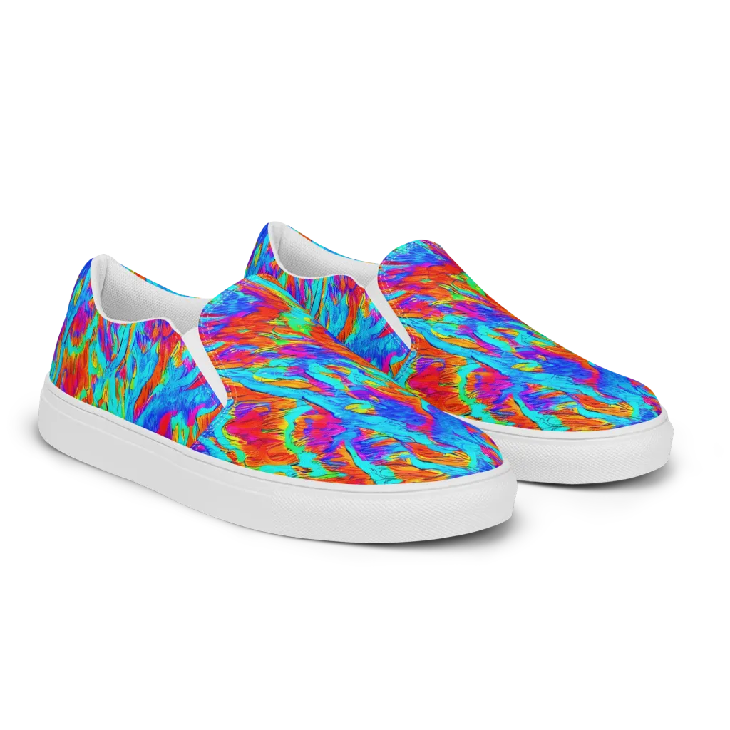 Caribbean Static on Men's Slip-On Canvas Shoes — Right Front