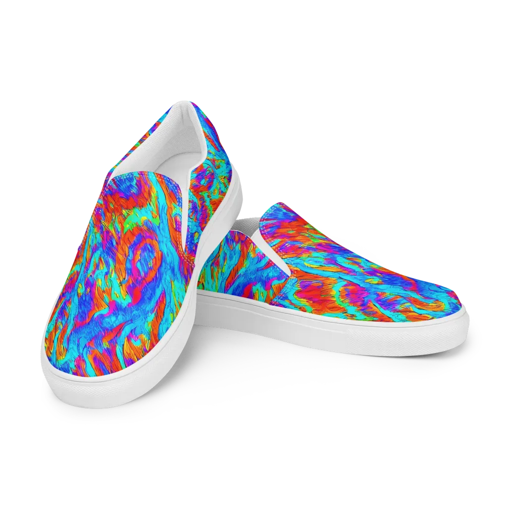 Caribbean Static on Men's Slip-On Canvas Shoes — Left Front