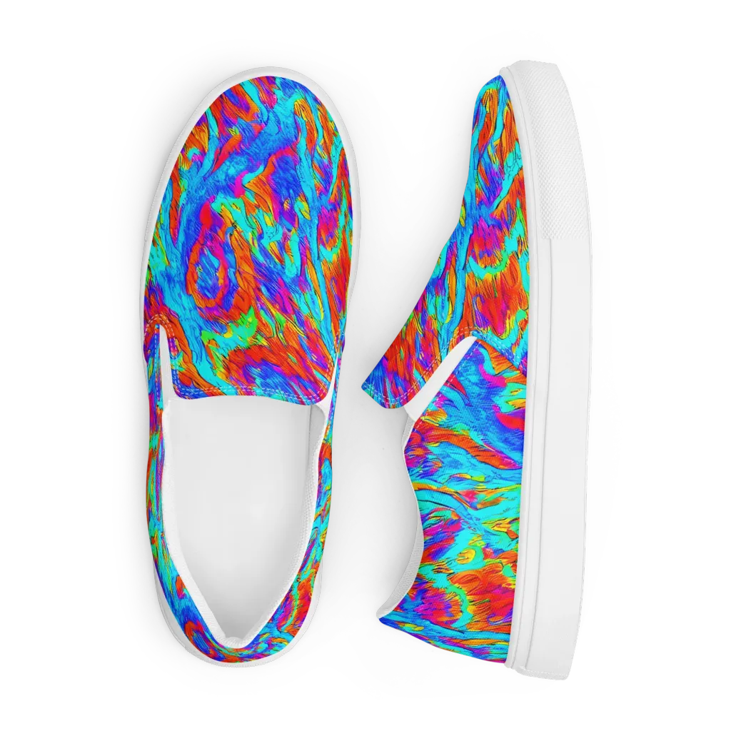 Caribbean Static on Men's Slip-On Canvas Shoes — Front