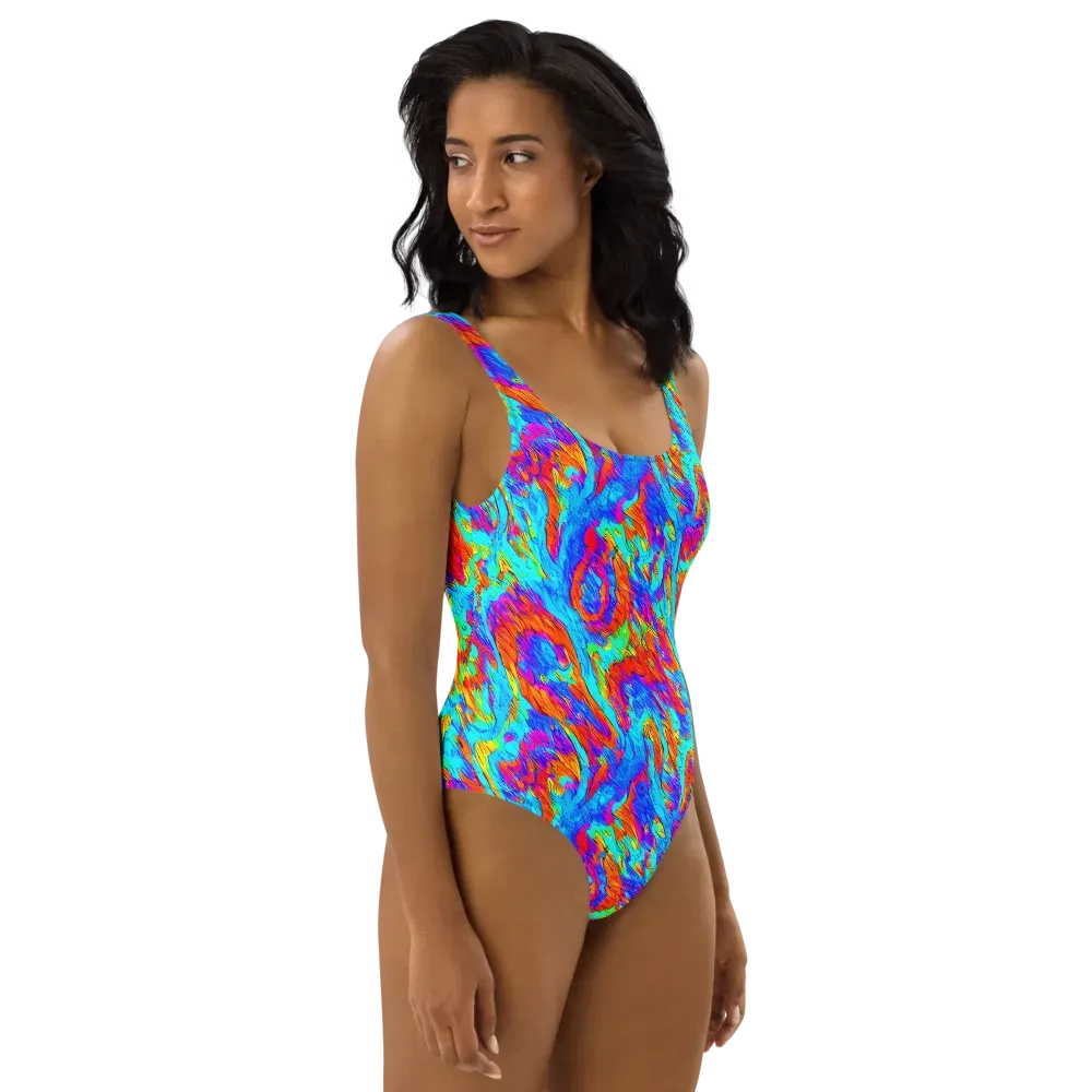 Caribbean Static on One-Piece Swimsuit — Right