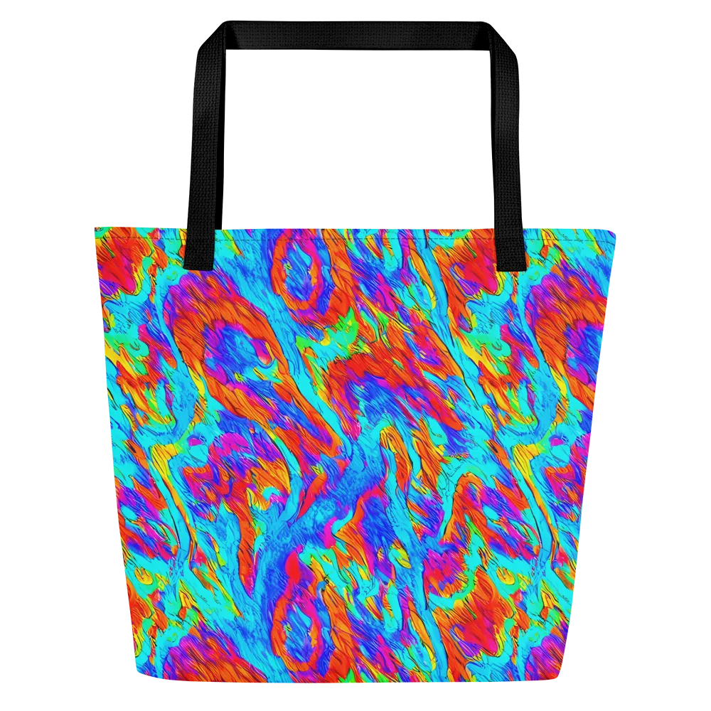 Caribbean Static on Large Tote Bag W/ Pocket — Front