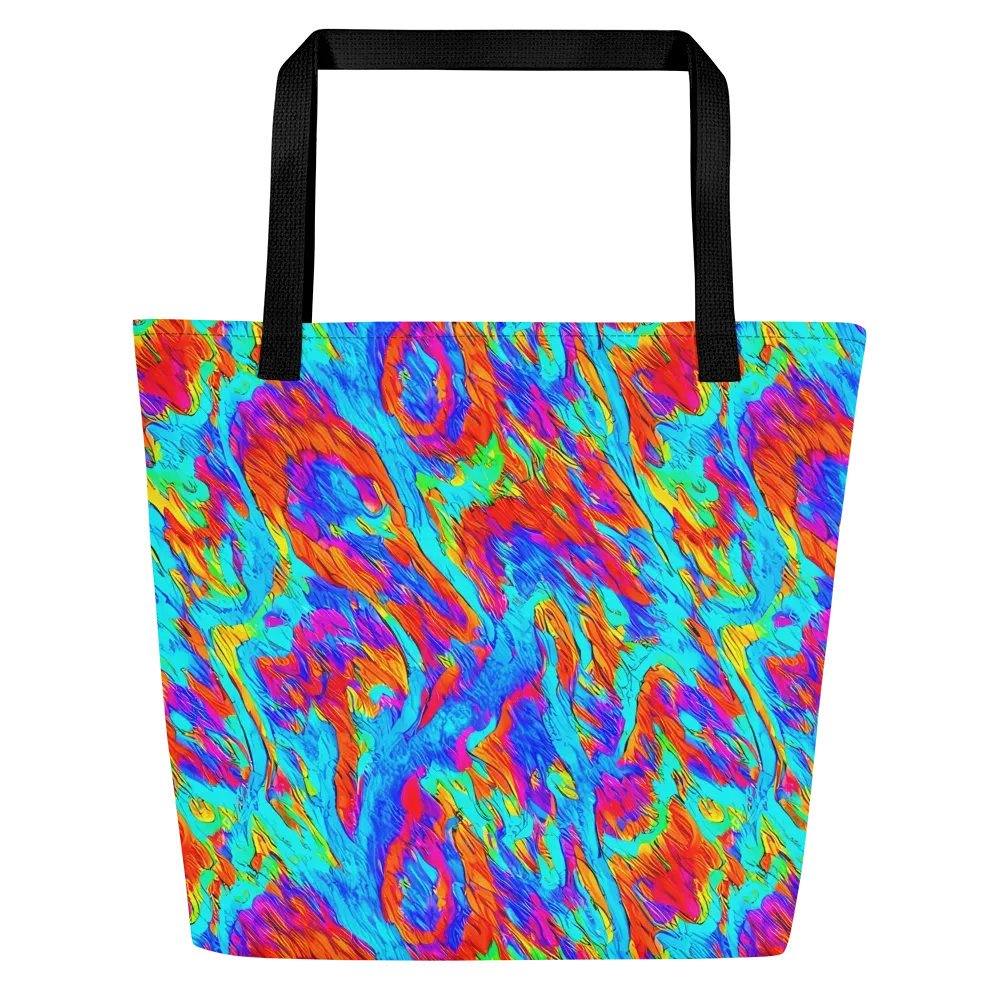 Caribbean Static on Large Tote Bag W/ Pocket — Front