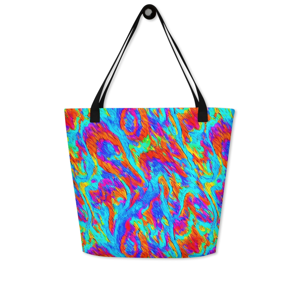 Caribbean Static on Large Tote Bag W/ Pocket — Front
