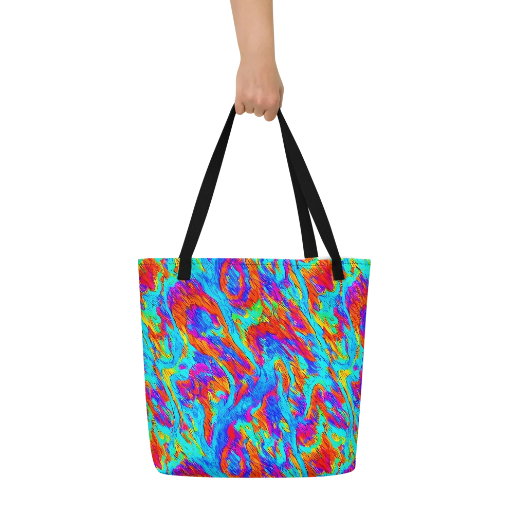 Caribbean Static on Large Tote Bag W/ Pocket — Front