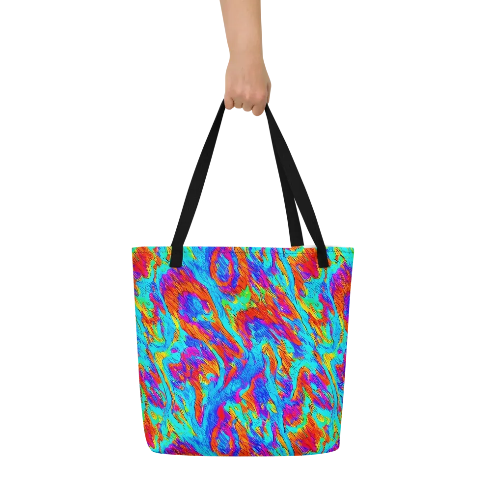 Caribbean Static on Large Tote Bag W/ Pocket — Front