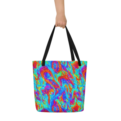 Caribbean Static on a Large Tote Bag W/ Pocket