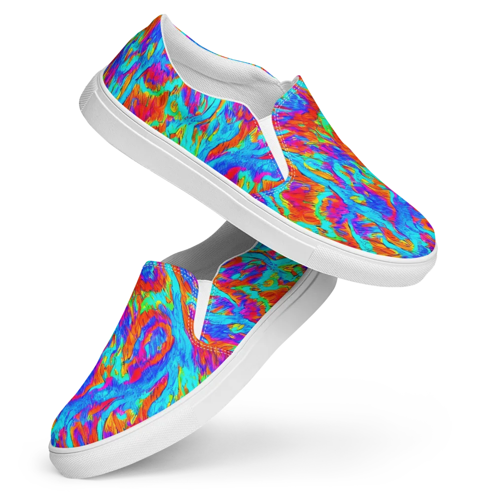 Caribbean Static on Women's Slip-On Canvas Shoes — Front