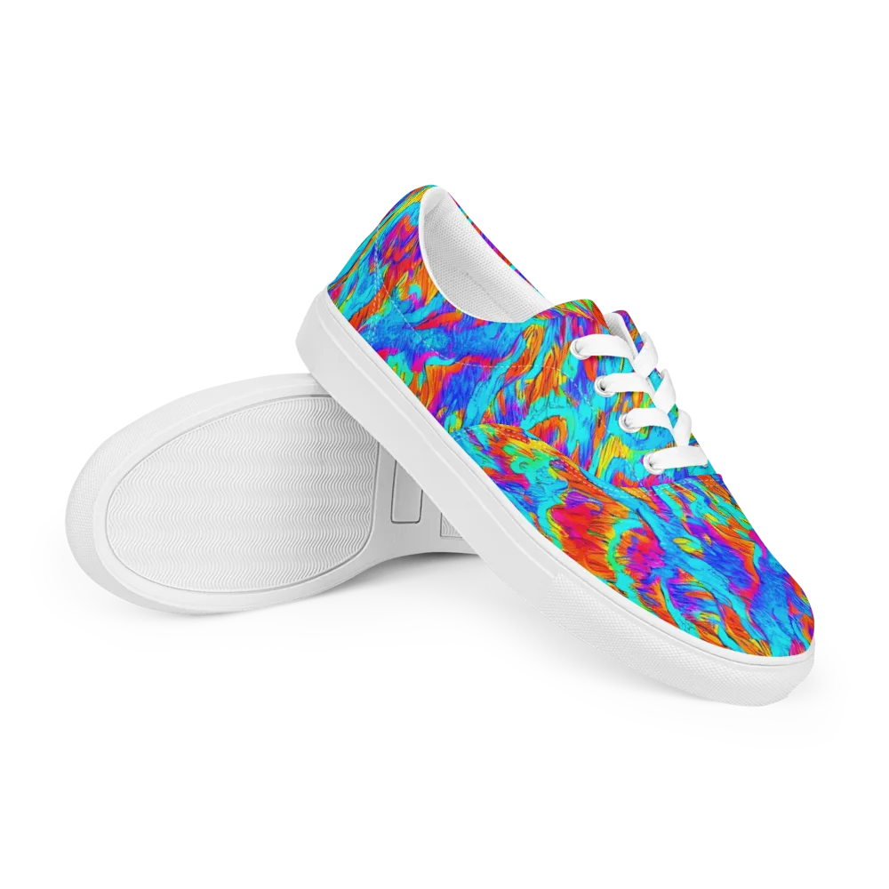 Caribbean Static on Men's Lace-Up Canvas Shoes — Right Front