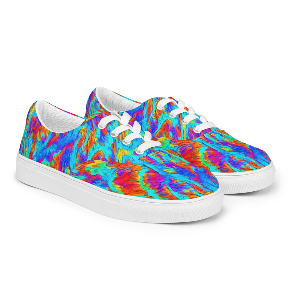 Caribbean Static on Men's Lace-Up Canvas Shoes — Right Front