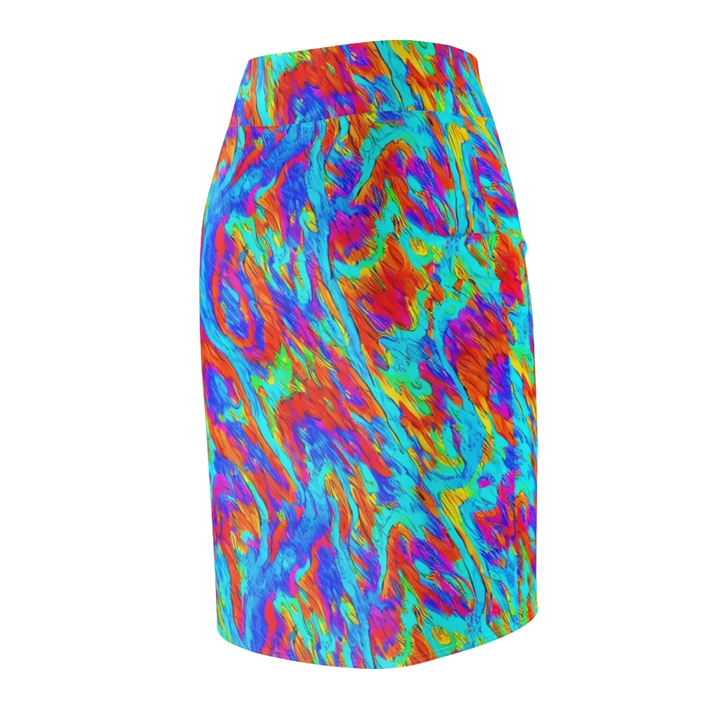 Caribbean Static on Pencil Skirt — Back Side