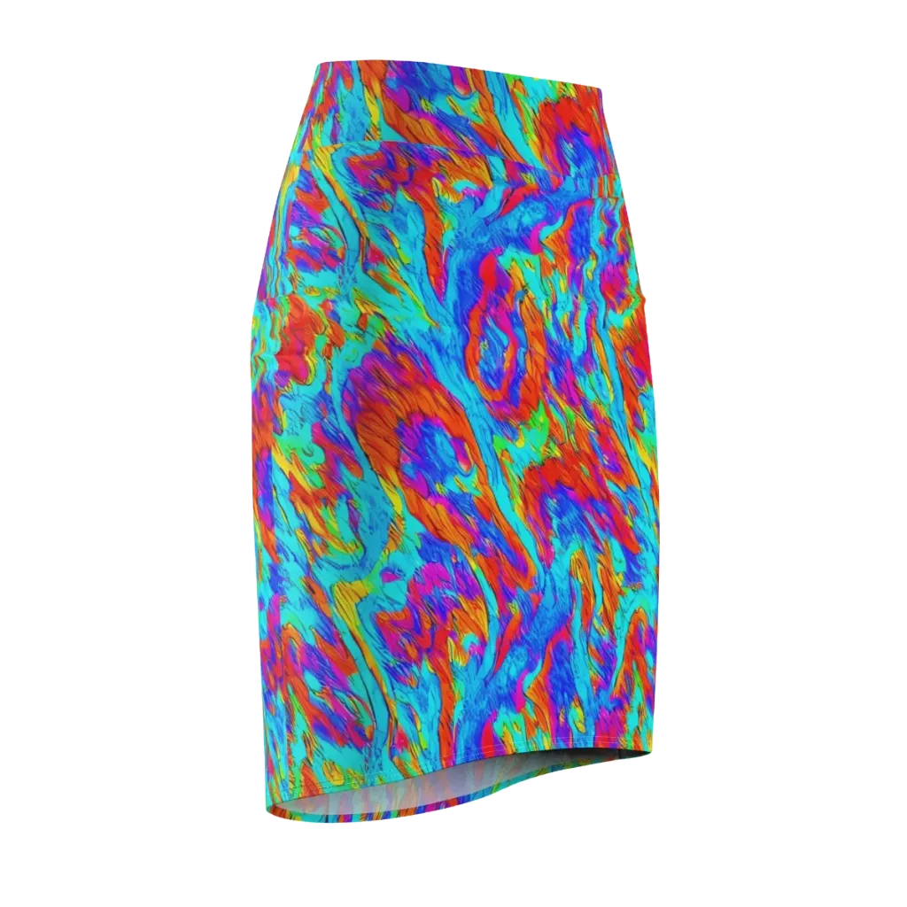 Caribbean Static on Pencil Skirt — Front Side