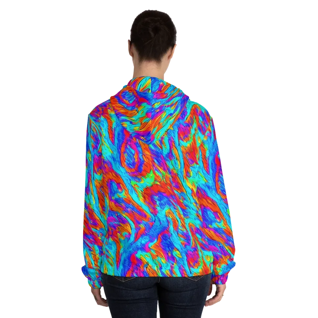Caribbean Static on Women's Full-Zip Hoodie — Back On Person