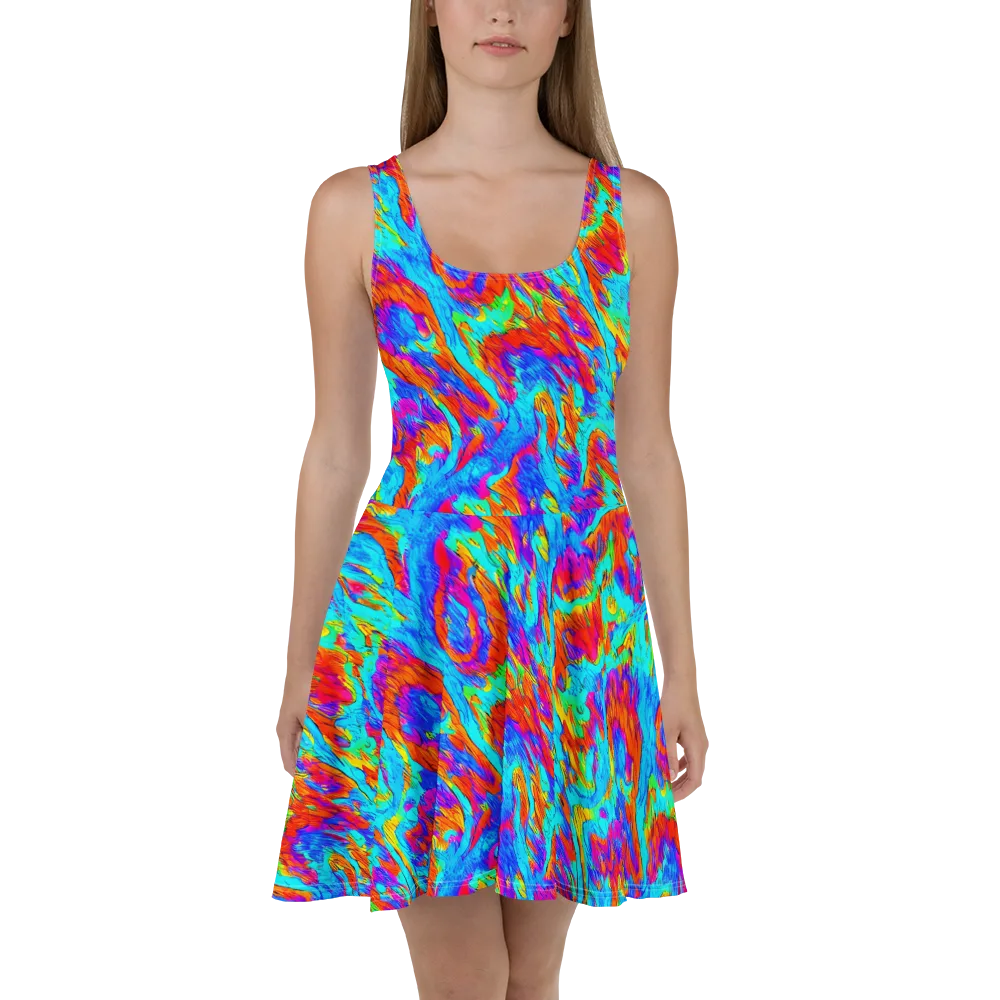 Caribbean Static on Skater Dress — Front