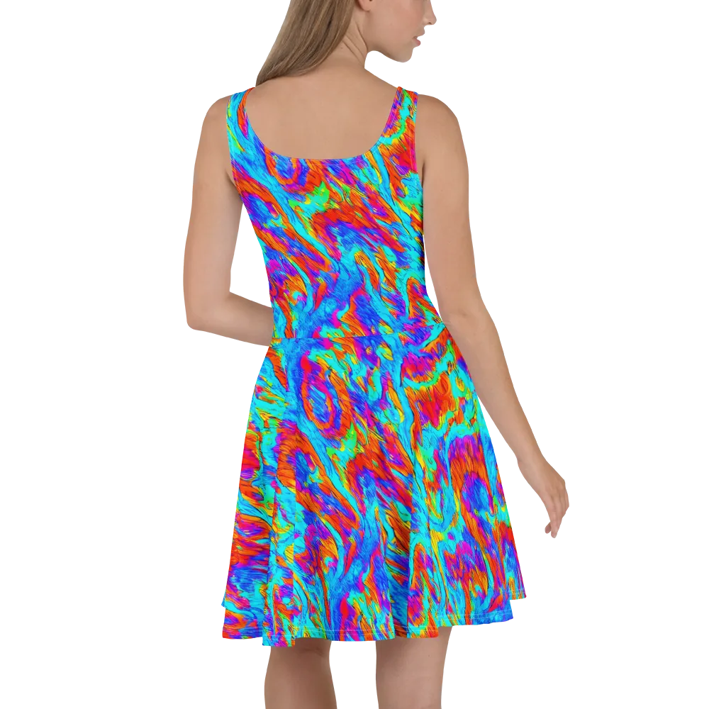 Caribbean Static on Skater Dress — Back