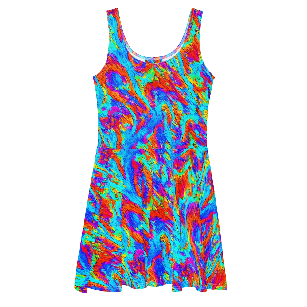 Caribbean Static on Skater Dress — Front