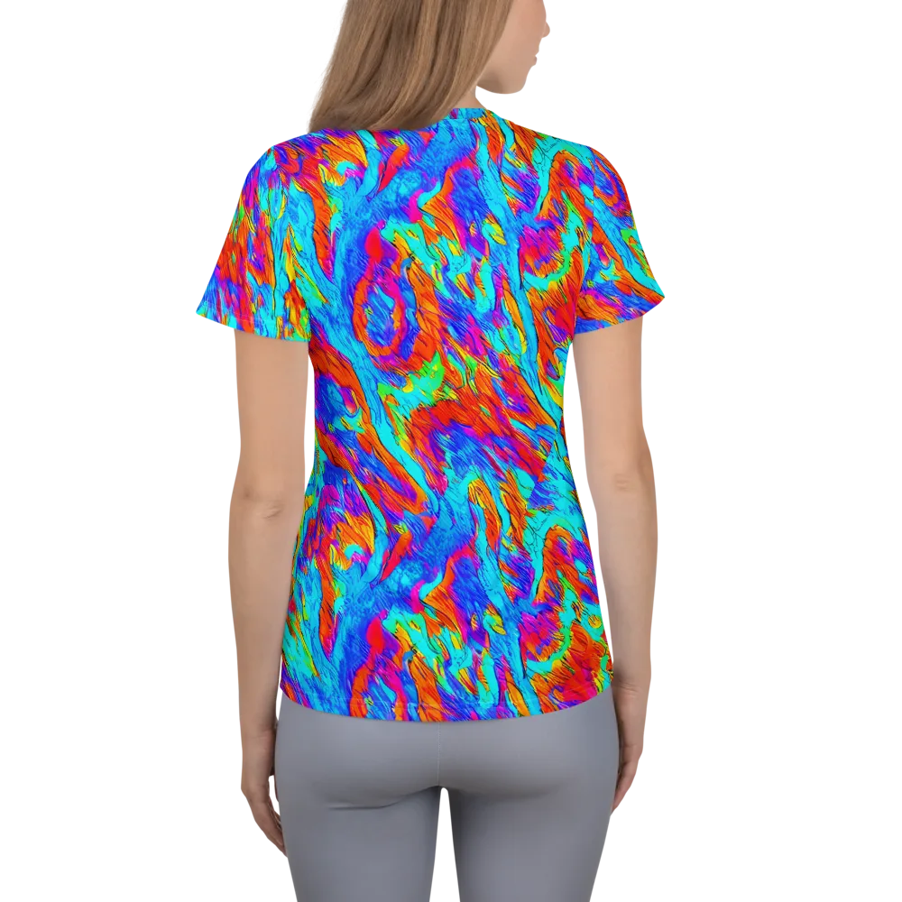 Caribbean Static on Women's Athletic T-Shirt — Back
