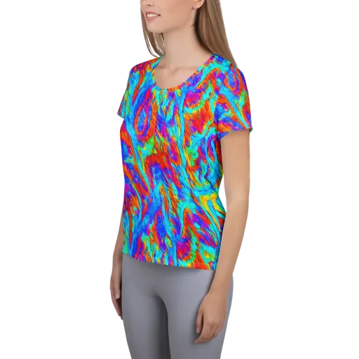 Caribbean Static on a Women's Athletic T-Shirt