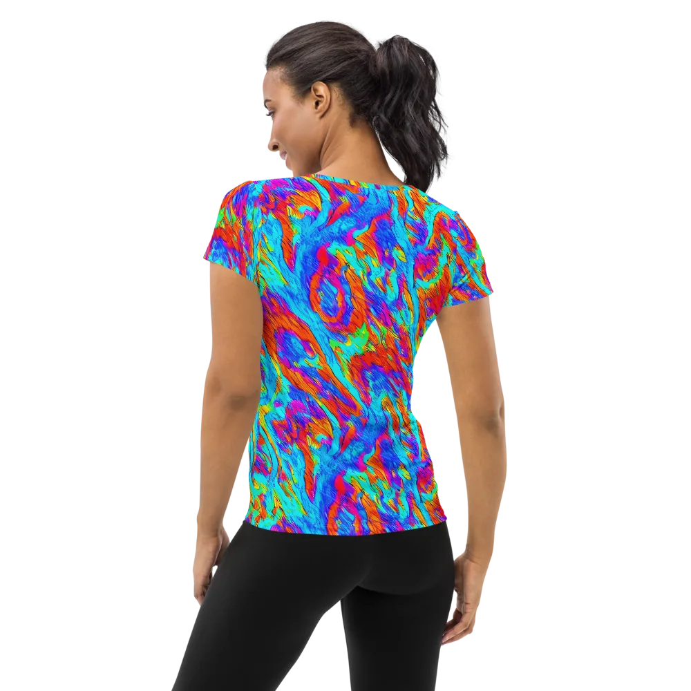 Caribbean Static on Women's Athletic T-Shirt — Back