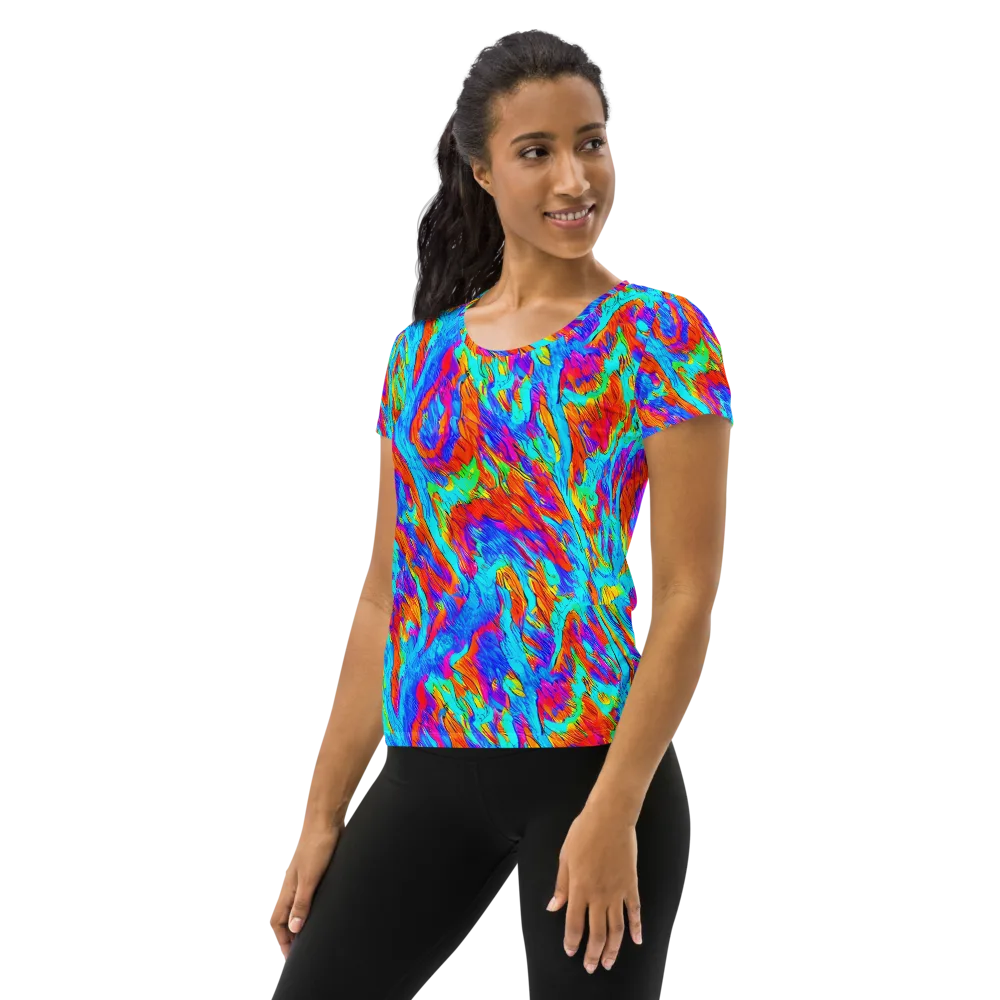 Caribbean Static on Women's Athletic T-Shirt — Left