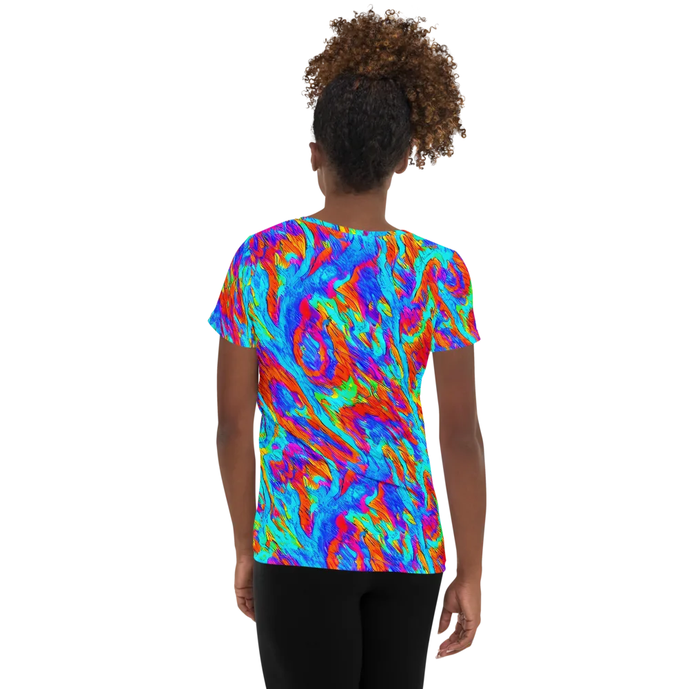 Caribbean Static on Women's Athletic T-Shirt — Back