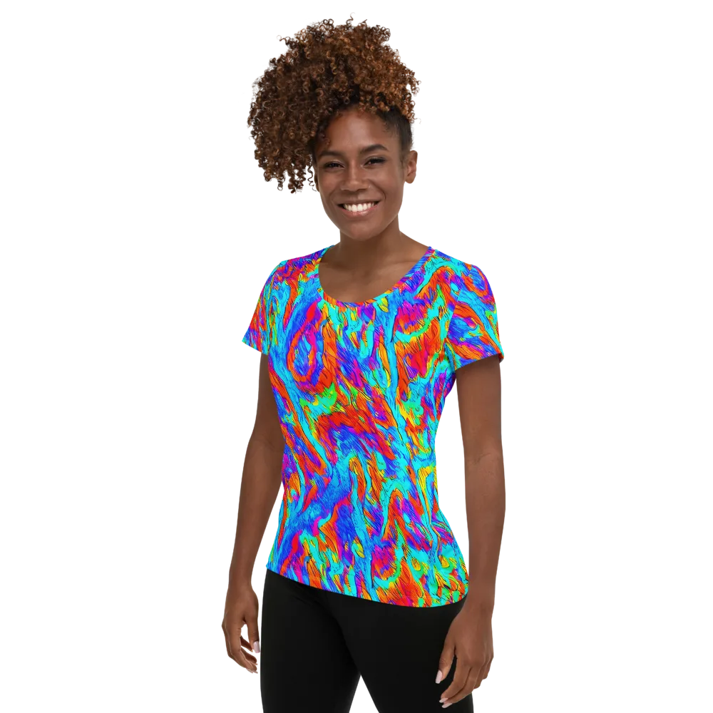 Caribbean Static on Women's Athletic T-Shirt — Left