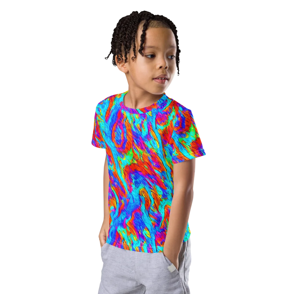 Caribbean Static on Kids Crew Neck T-Shirt — Left Front
