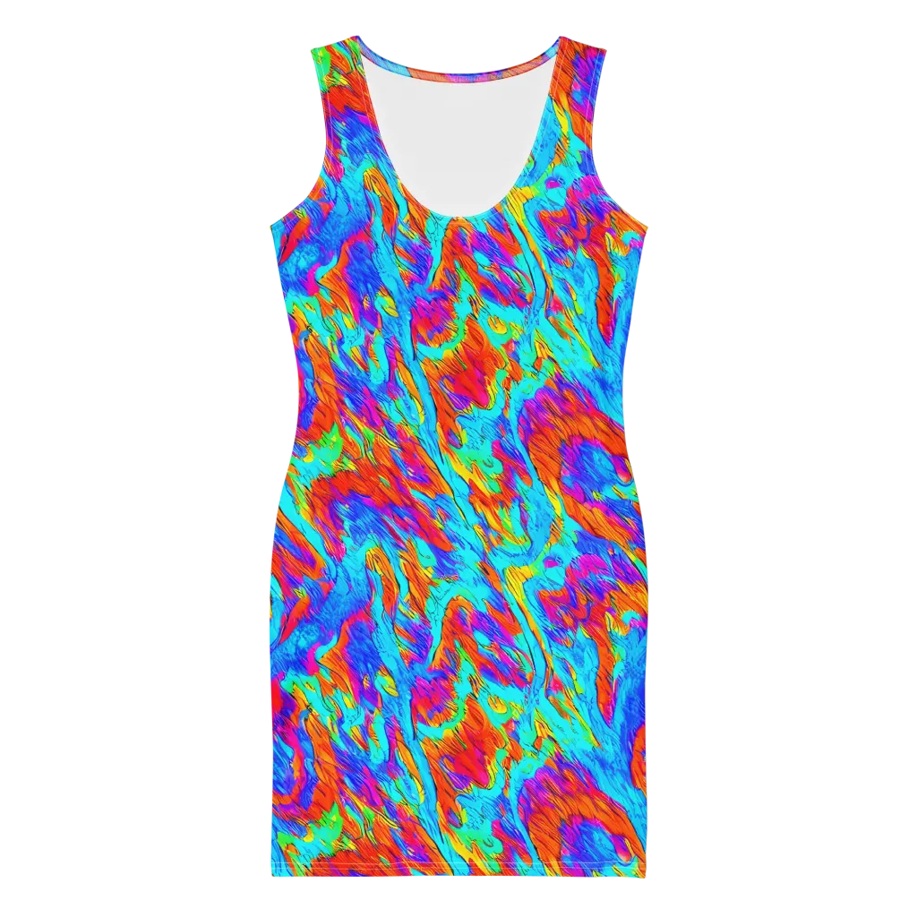 Caribbean Static on Bodycon Dress — Front