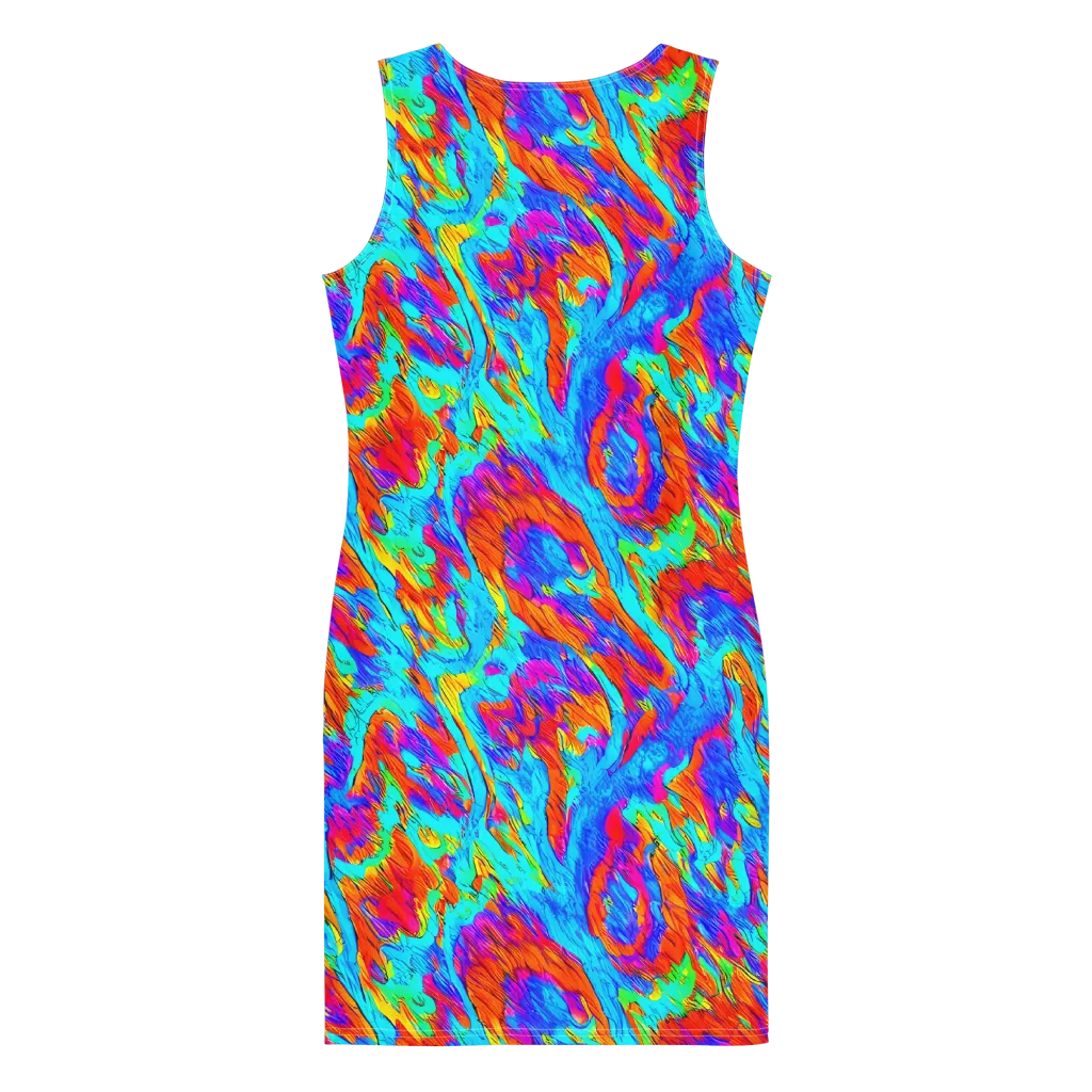 Caribbean Static on Bodycon Dress — Back