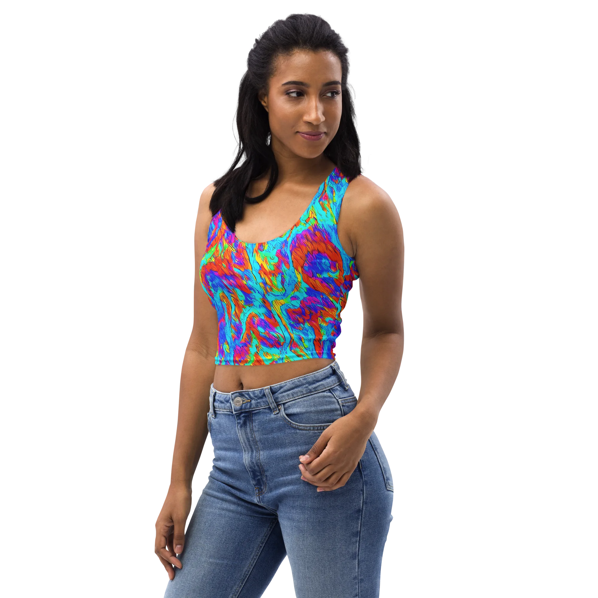 Caribbean Static on Crop Top — Left Front