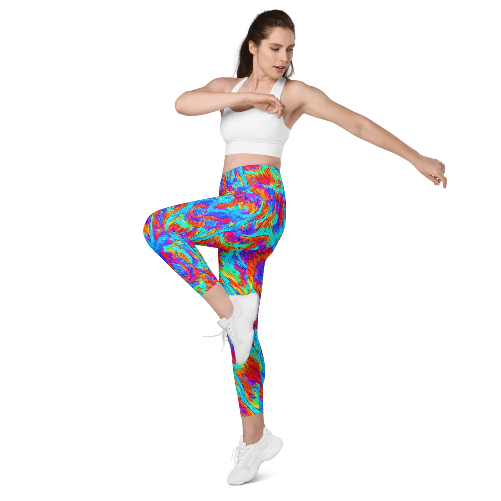 Caribbean Static on Leggings with Pockets — Left Front