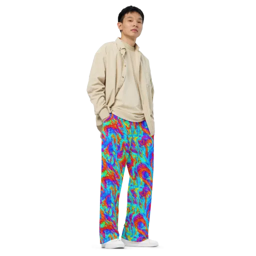Caribbean Static on a Wide-Leg Pants