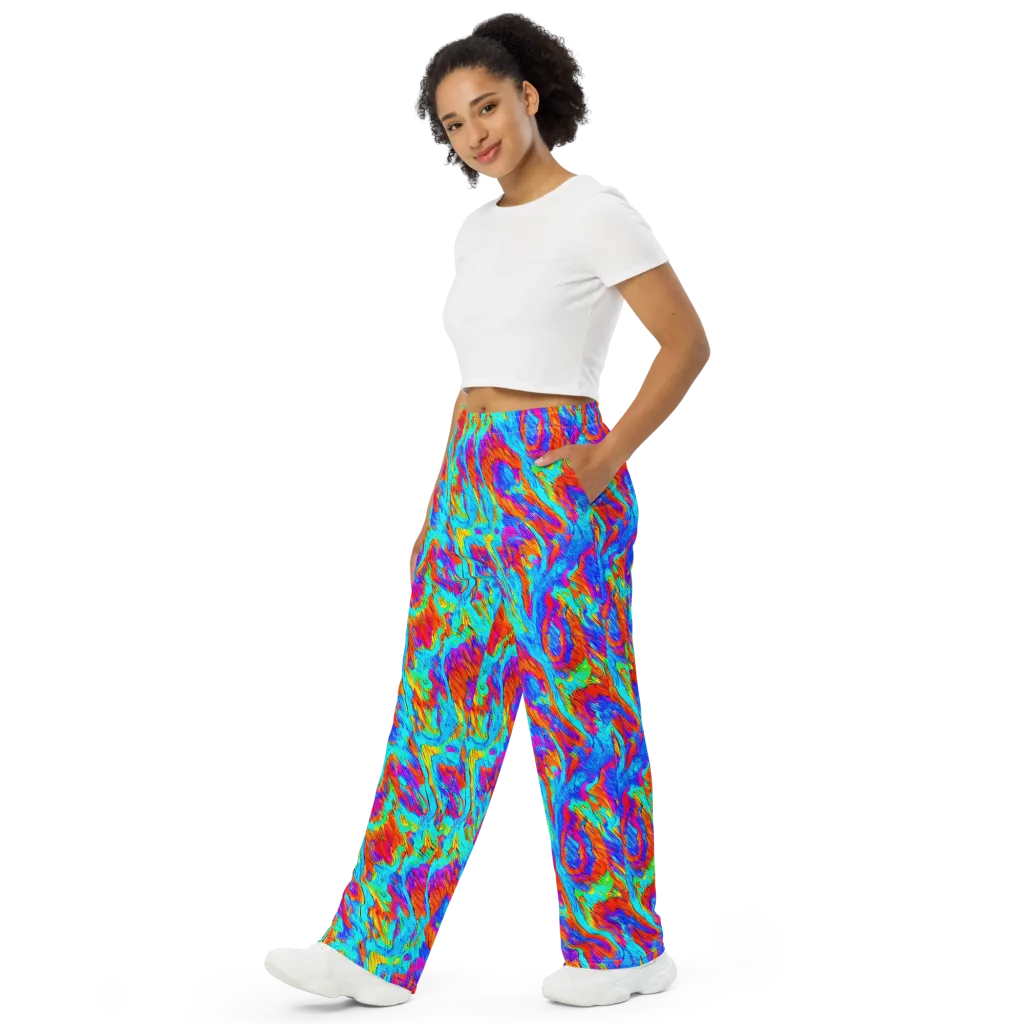 Caribbean Static on Wide-Leg Pants — Left Front