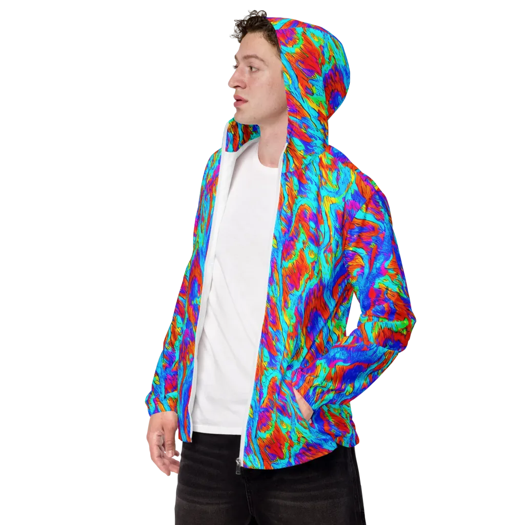 Caribbean Static on Men's Windbreaker — Left Front