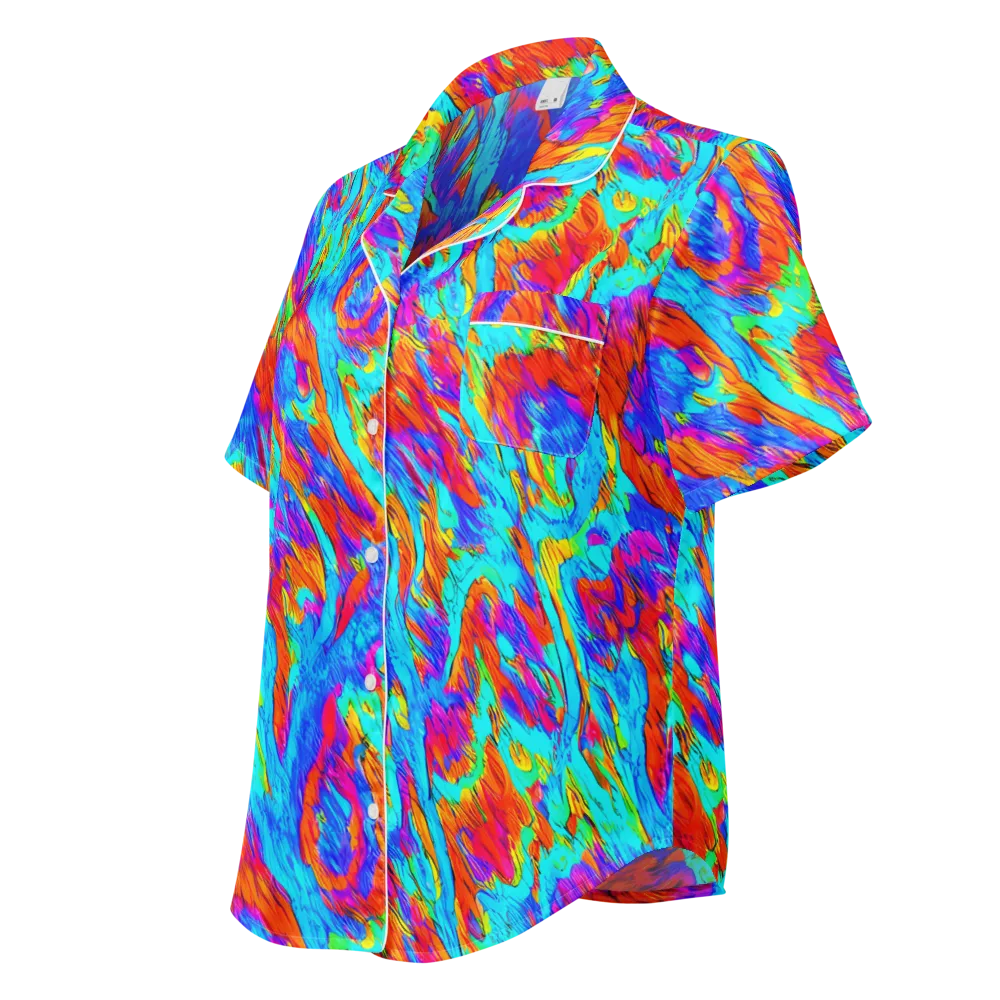 Caribbean Static on Women's Short Sleeve Pajama Top — Left Front