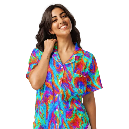 Caribbean Static on a Women's Short Sleeve Pajama Top