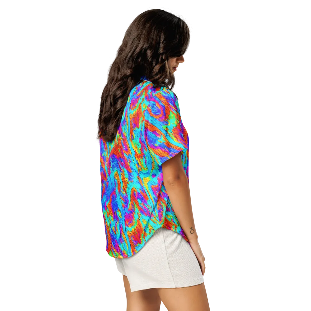 Caribbean Static on Women's Short Sleeve Pajama Top — Right Back