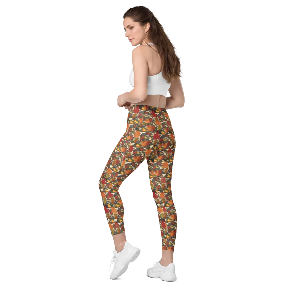 Autumn Alchemy on Leggings with Pockets — Left Back