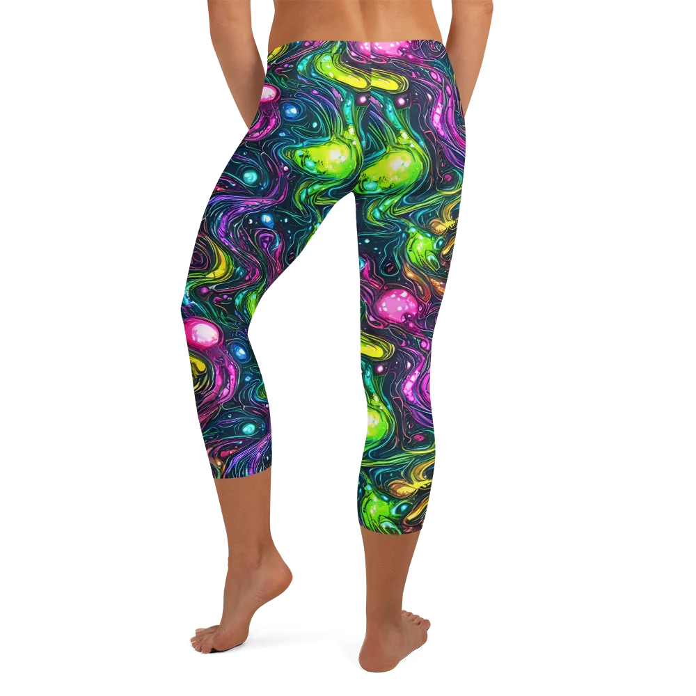 Cosmic Candy Current on Capri Leggings — Back