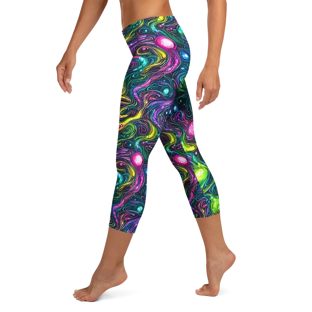 Cosmic Candy Current on Capri Leggings — Left