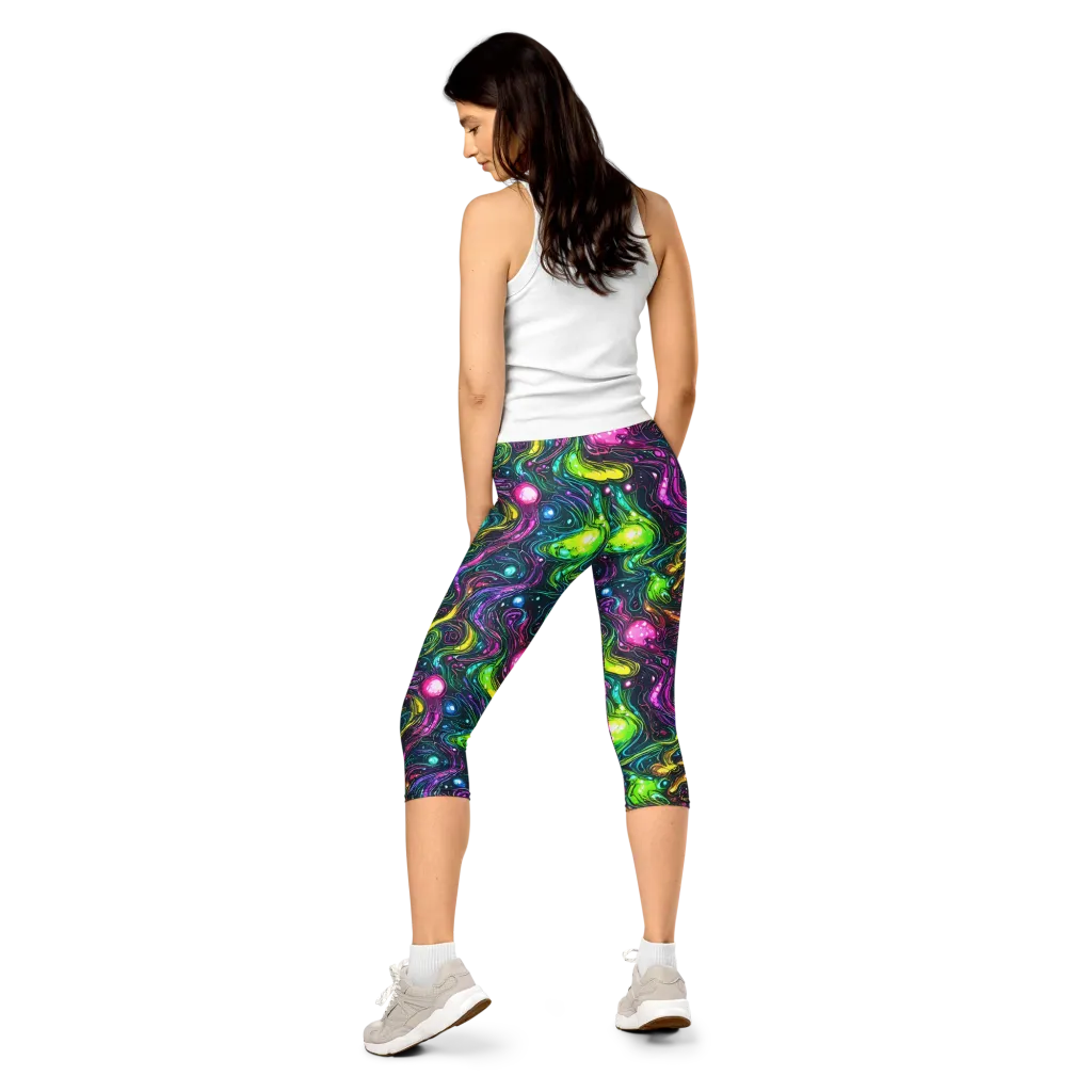 Cosmic Candy Current on Capri Leggings — Back