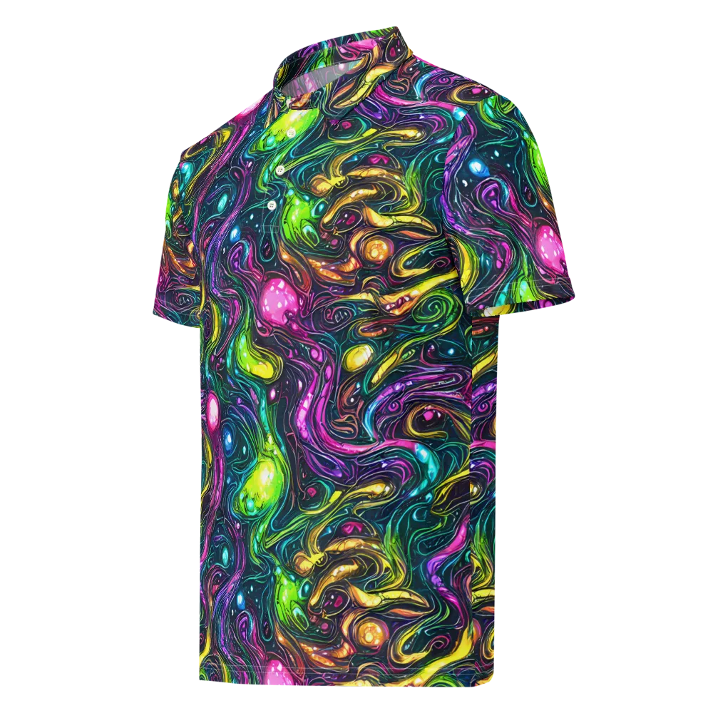 Cosmic Candy Current on Men's Slim Fit Polo Shirt — Left Front