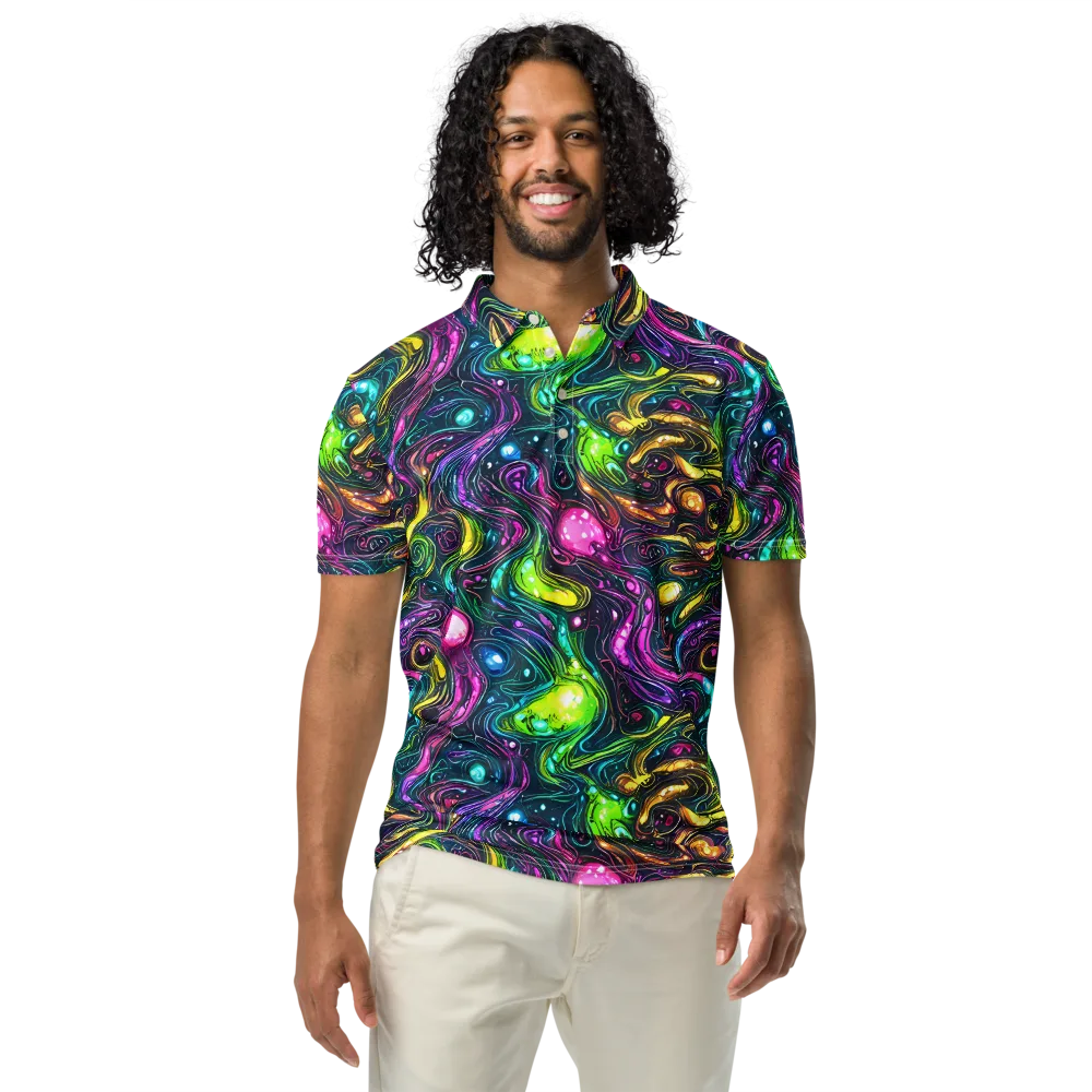 Cosmic Candy Current on Men's Slim Fit Polo Shirt — Front