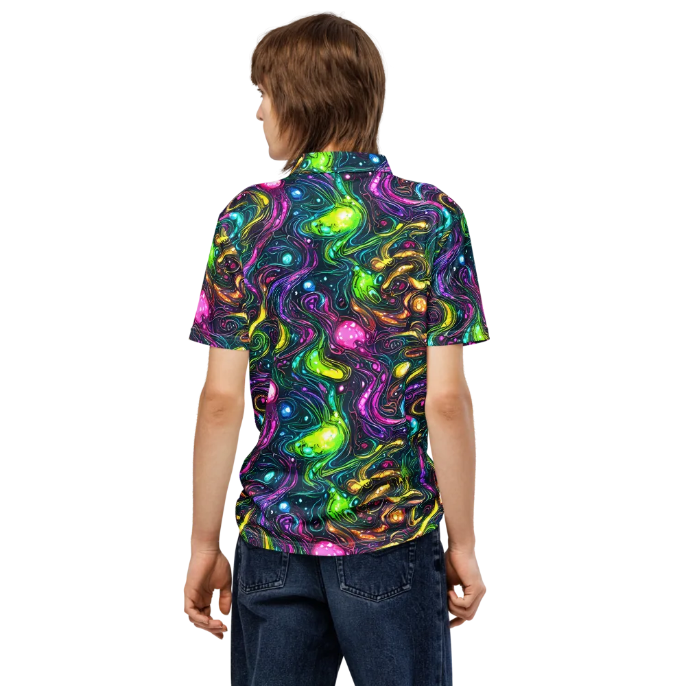 Cosmic Candy Current on Men's Slim Fit Polo Shirt — Back