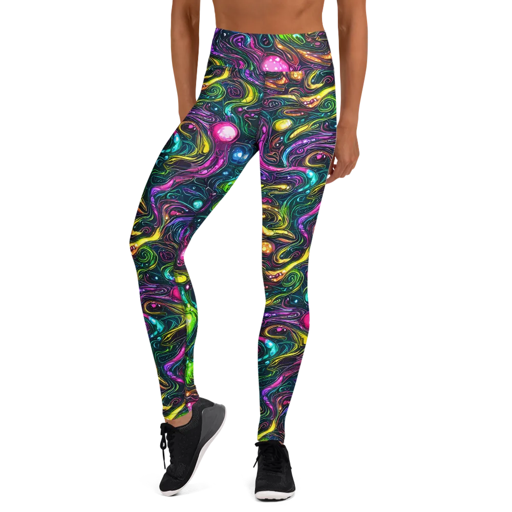 Cosmic Candy Current on Yoga Leggings — Front