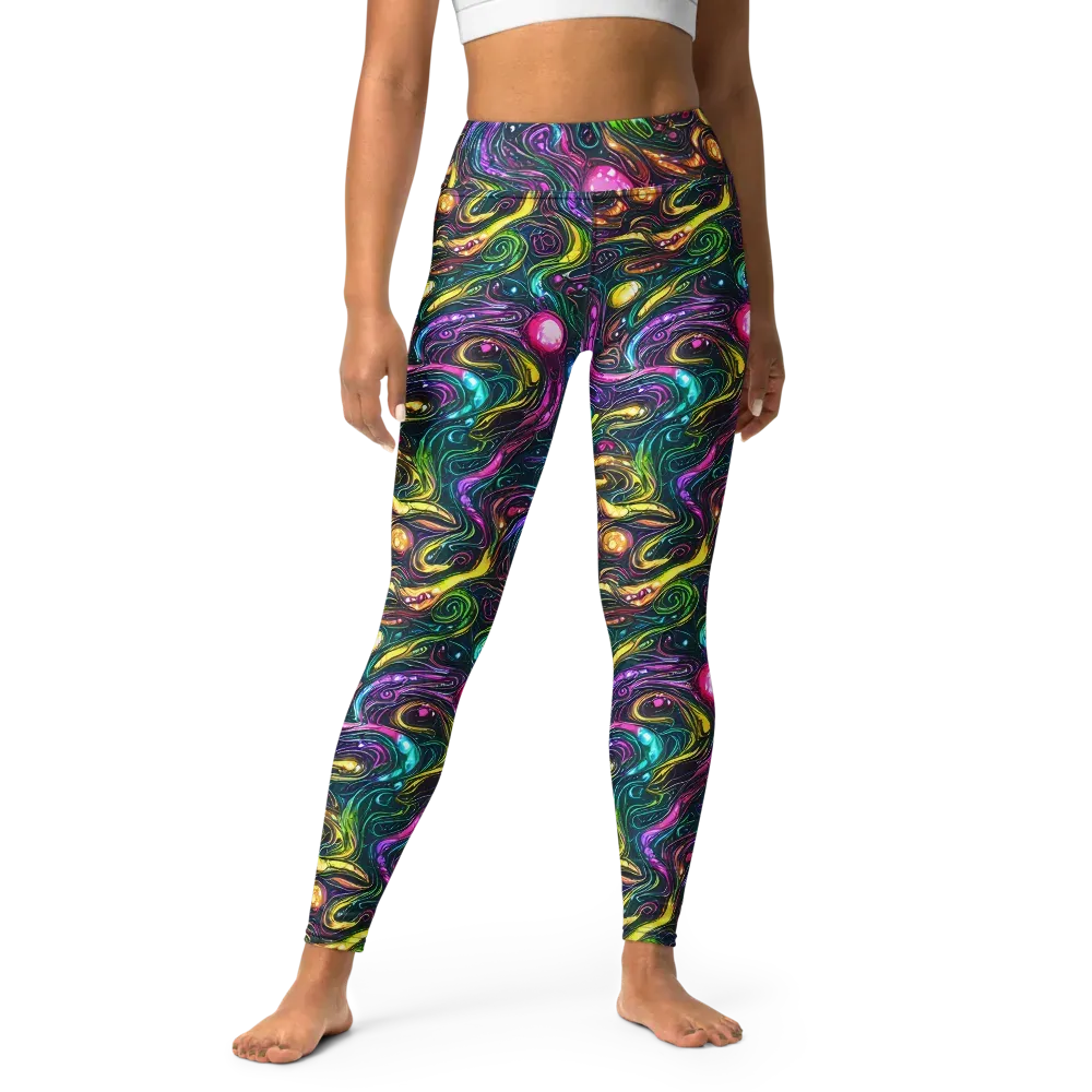 Cosmic Candy Current on Yoga Leggings — Front