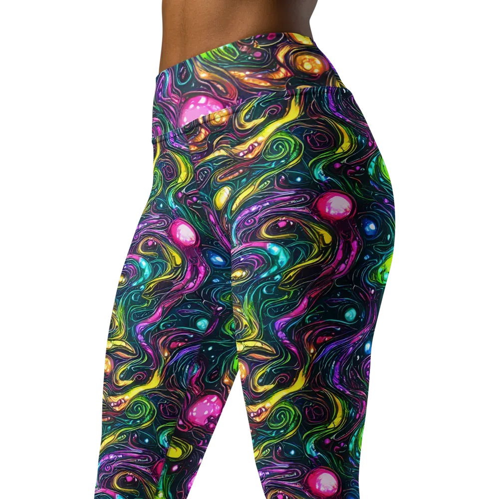 Cosmic Candy Current on Yoga Leggings — Left Front