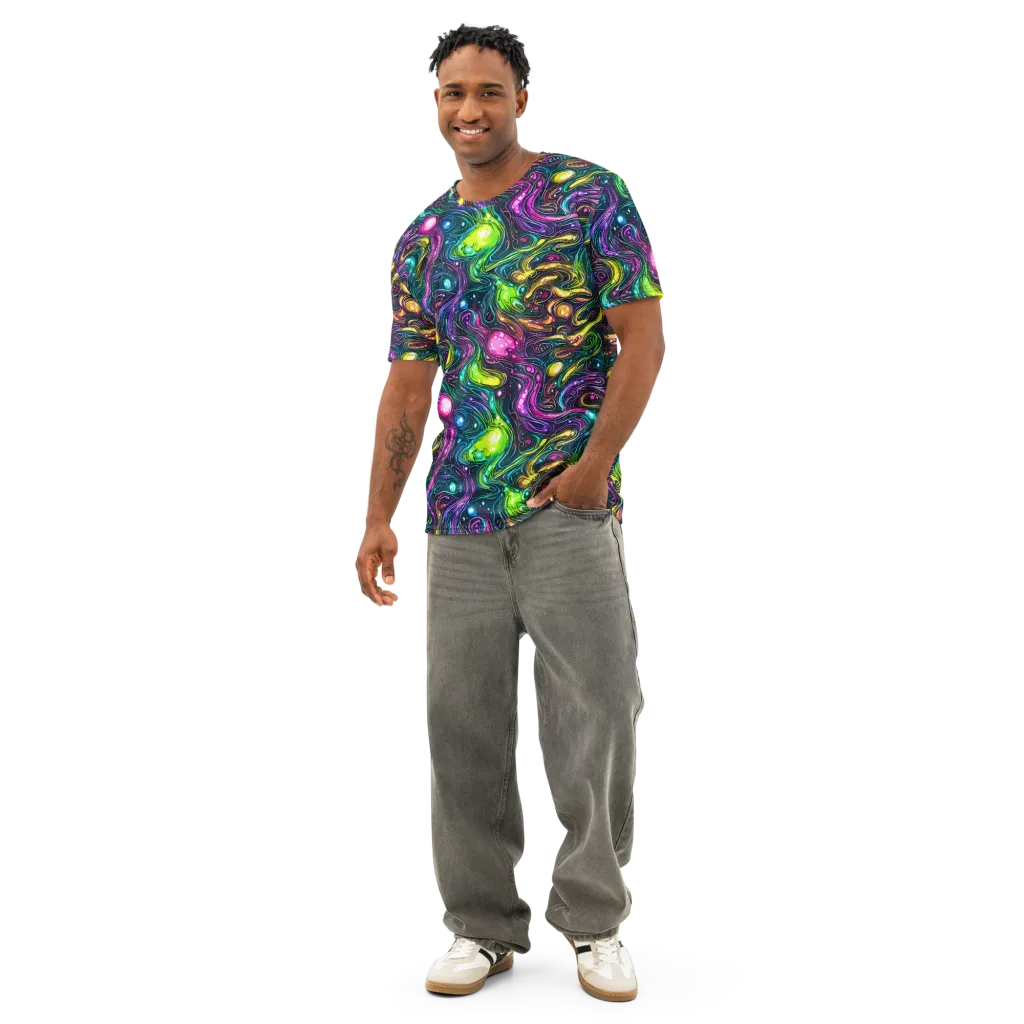 Cosmic Candy Current on Men's Cotton Crew Neck T-Shirt — Front