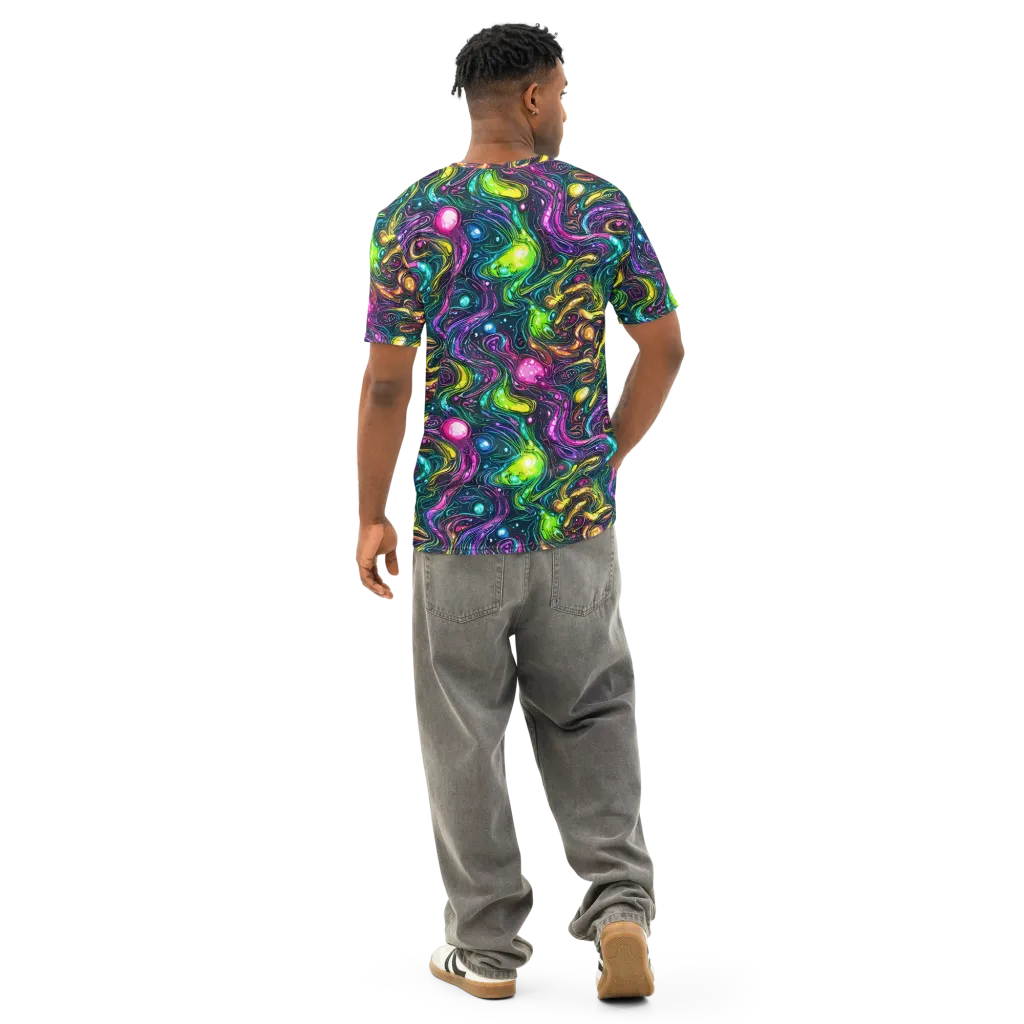 Cosmic Candy Current on Men's Cotton Crew Neck T-Shirt — Back