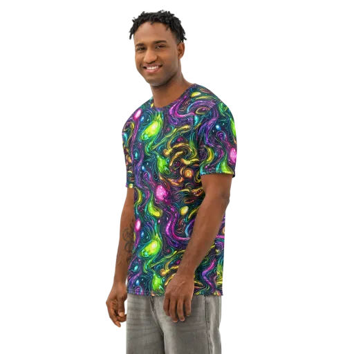 Cosmic Candy Current on a Men's Cotton Crew Neck T-Shirt